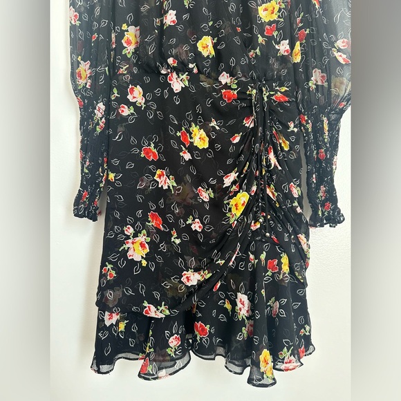 veronica beard 100% silk armeria mini dress | floral long sleeve | size 0 - Picture 6 of 13
